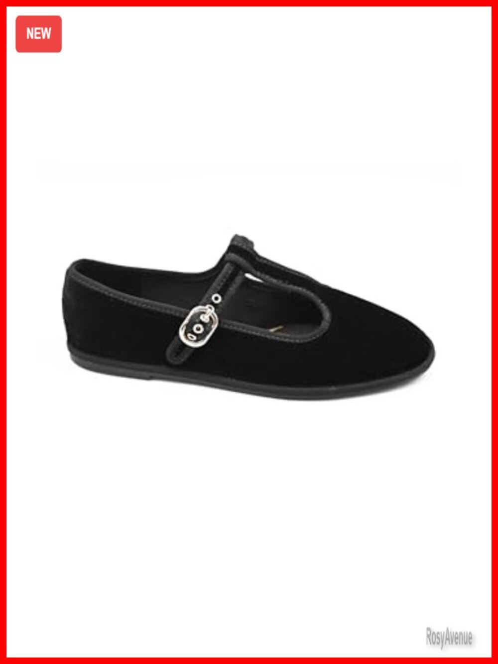 Velvet Flats with Adjustable Strap and Cushioned Sock - Women's Casual Shoes